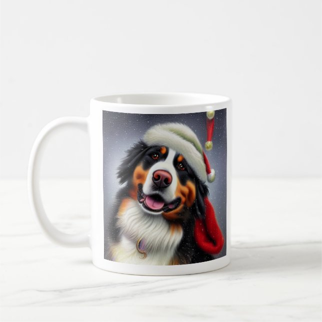 Bernese Mountain Hund, Santa, julkaffe Mugg (Vänster)
