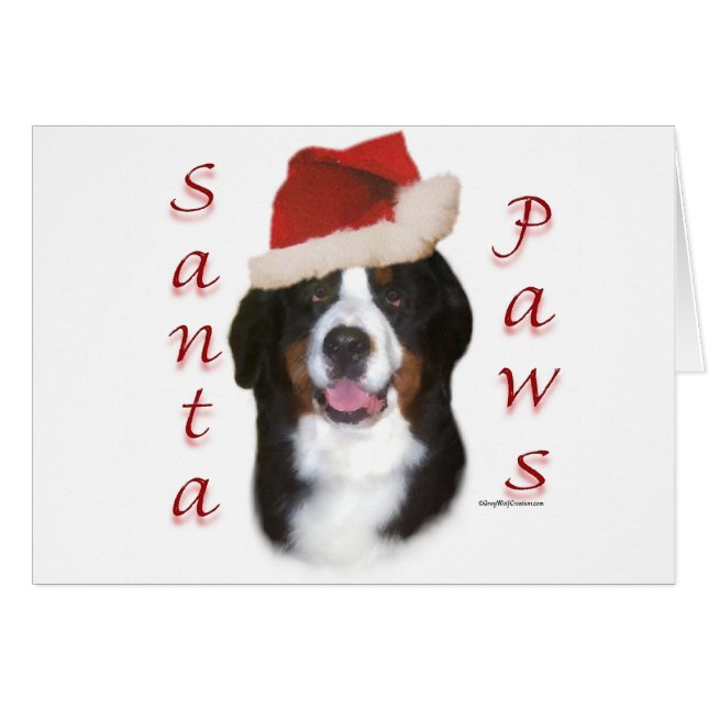 Bernese Mountain Hund Santa Tass Hälsningskort (Framsidan Horizontal)