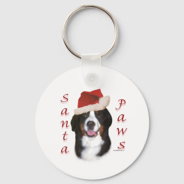 Bernese Mountain Hund Santa Tass Nyckelring (Framsida)