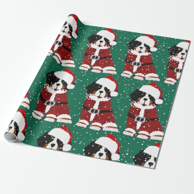 Bernese Mountain Hund Santa Tass Presentpapper (Utrullad)