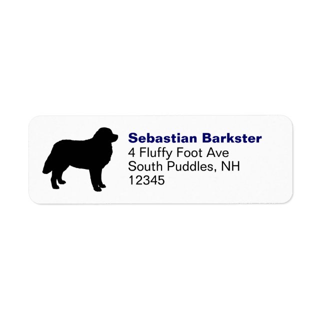 Bernese Mountain Hund Silhouette Returadress Etikett (Framsidan)