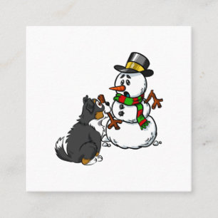 Bernese Mountain Hund Snögubbe jul Fyrkantigt Visitkort