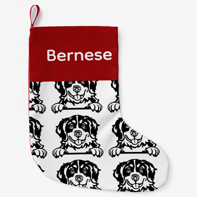 Bernese Mountain Hund sockar Anpassade hund Socks Liten Julstrumpa (Framsidan)