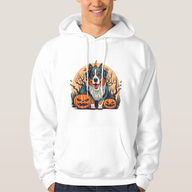 Bernese Mountain Hund Spooky Halloween Hoodie (Framsida)