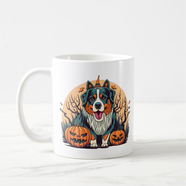 Bernese Mountain Hund Spooky Halloween Kaffemugg (Vänster)