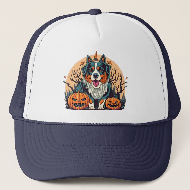 Bernese Mountain Hund Spooky Halloween Keps (Framsida)