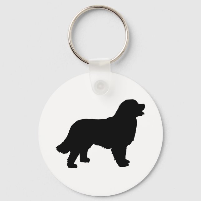 Bernese Mountain Hund (svart silhouette) Nyckelring (Framsida)