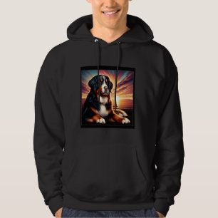 Bernese Mountain Hund T-Shirt, Vibrant Pet Sunset Hoodie