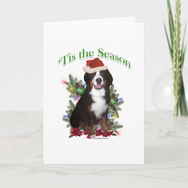 Bernese Mountain Hund "Tis Helgkort (Framsida)