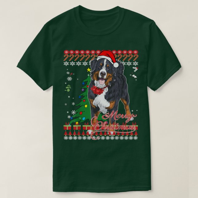 Bernese Mountain Hund Ugly jul Sweater  T Shirt (Design framsida)