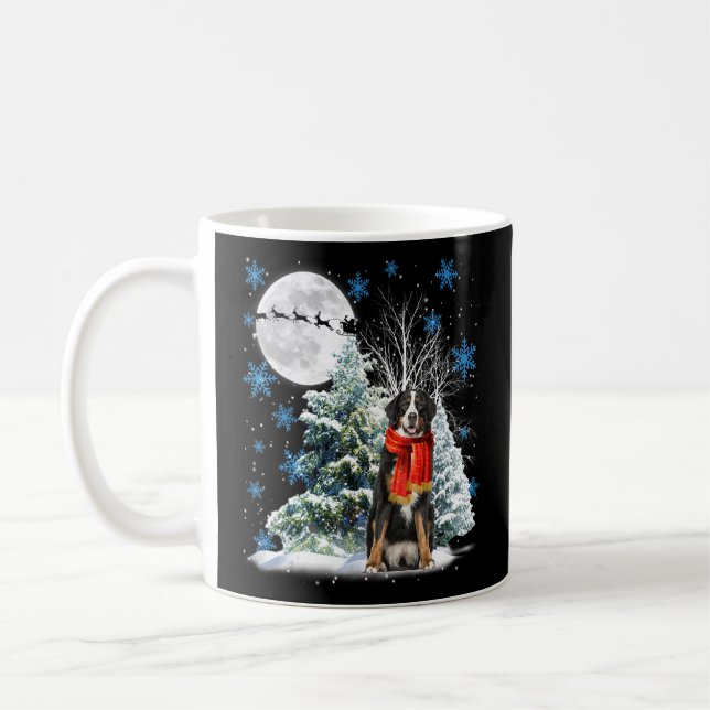 Bernese Mountain Hund under Moonlight Snö Christma Kaffemugg (Vänster)