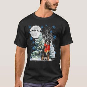 Bernese Mountain Hund under Moonlight Snö Christma T Shirt