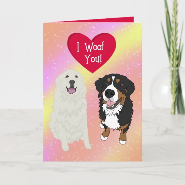 Bernese Mountain Hund Underbar Pyrenees Valentines Tack Kort (Framsida)