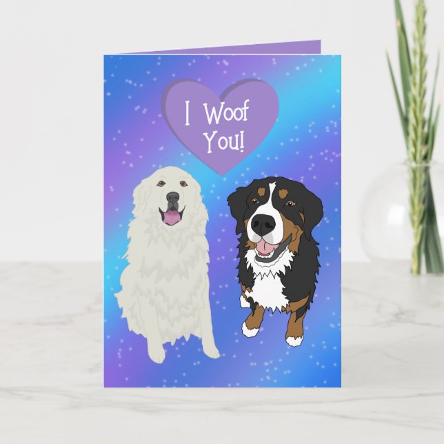 Bernese Mountain Hund Underbar Pyrenées Valentines Tack Kort (Framsida)