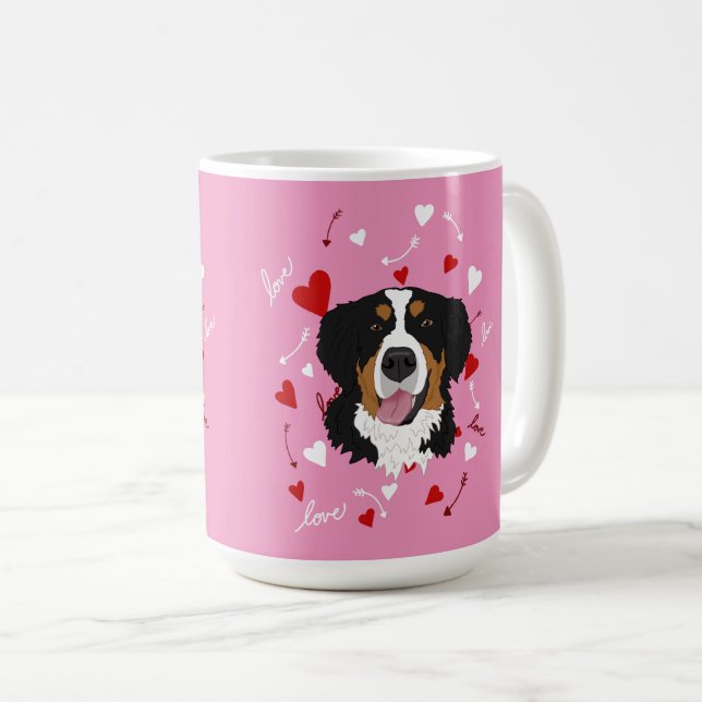 Bernese Mountain Hund Valentines day Kaffemugg (Framsida höger)