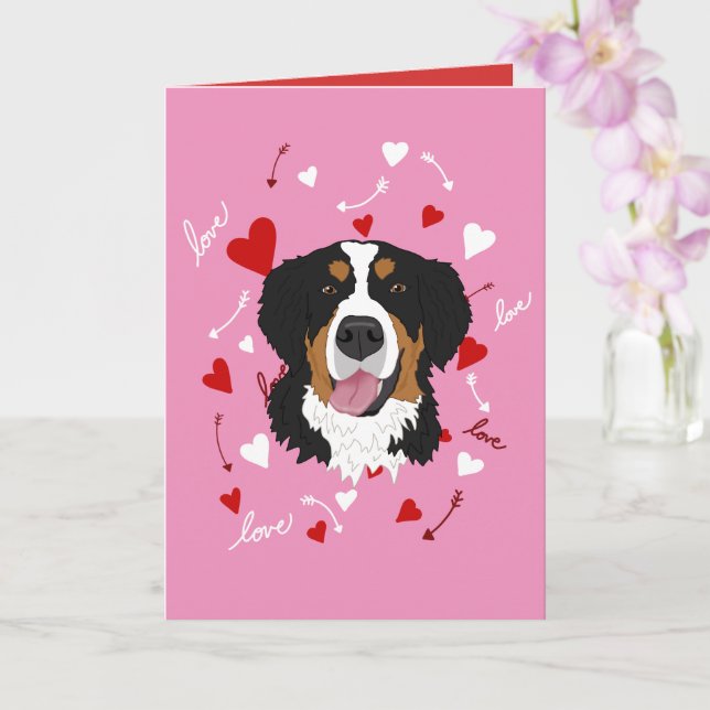 Bernese Mountain Hund Valentines day Kort (Orkide)