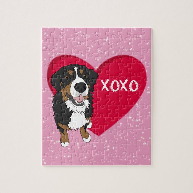 Bernese Mountain Hund Valentines day Pussel (Vertikal)