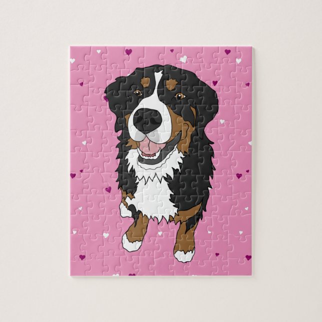 Bernese Mountain Hund Valentines day Pussel (Vertikal)