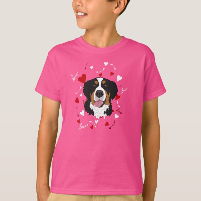 Bernese Mountain Hund Valentines day T Shirt (Framsida)