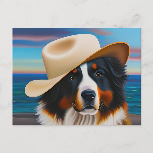 Bernese Mountain Hund vid Beach Vykort (Framsida)