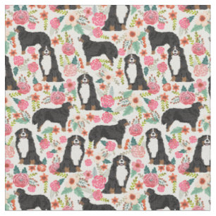 Bernese Mountain Hund vintage blommigt Tyg