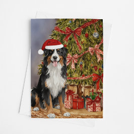 Bernese Mountain Hund Watercolor Julgran Kort