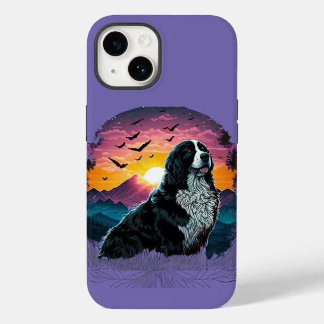 Bernese Mountain Hund with Mountain Sunrise view (Baksida)