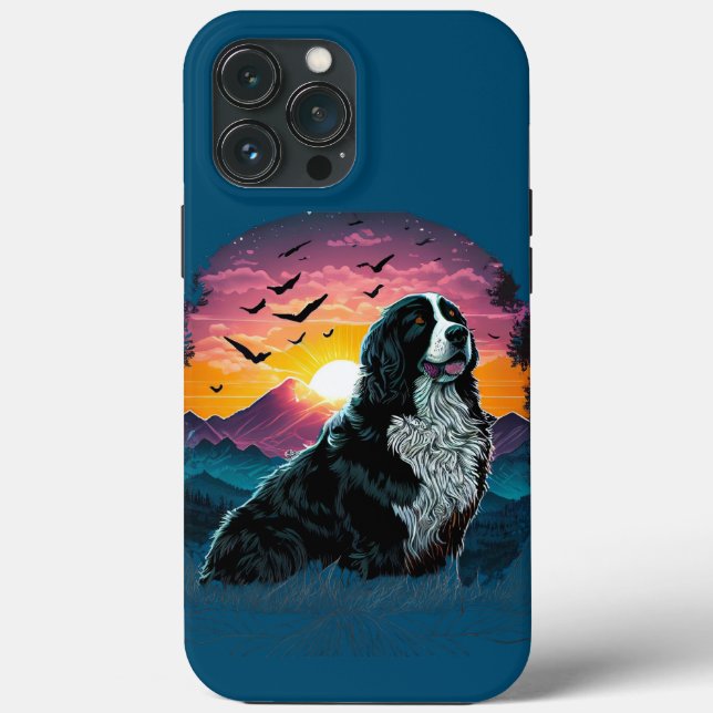 Bernese Mountain Hund with Mountain Sunrise view (Baksida)