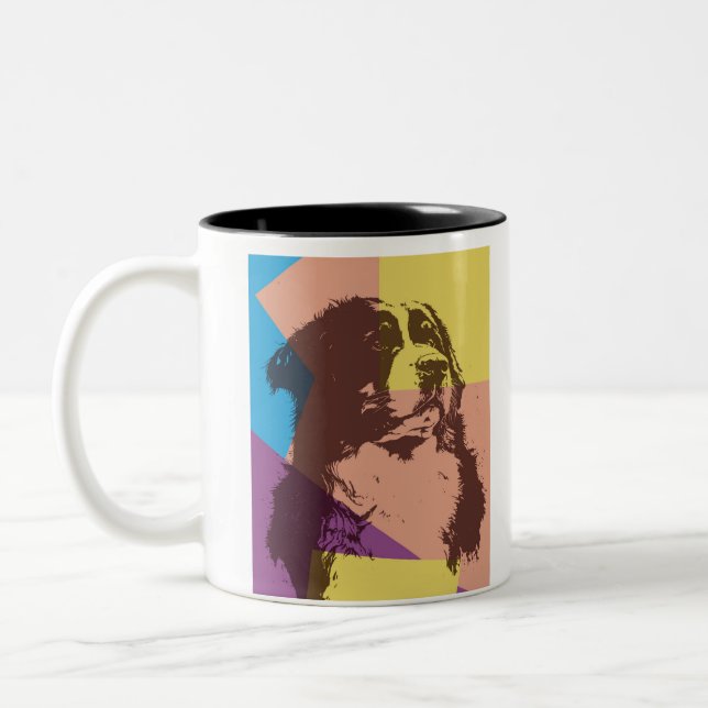 Bernese Mountain Hund Wood Två-Tonad Mugg (Vänster)