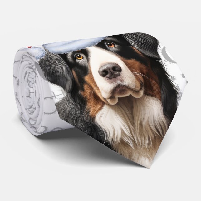 Bernese Mountain Hund Woof jul Djurälskare Slips (Rullad)
