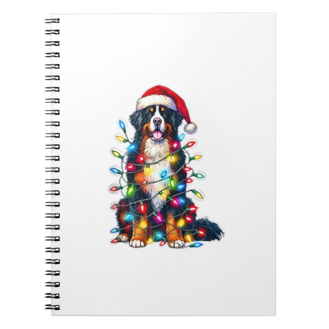 Bernese Mountain Hund x jul Ljus Anteckningsbok (Framsidan)