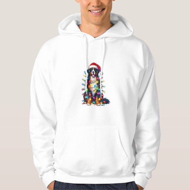 Bernese Mountain Hund x jul Ljus Hoodie (Framsida)