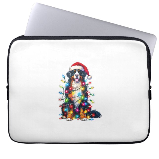 Bernese Mountain Hund x jul Ljus Laptop Fodral (Framsidan)