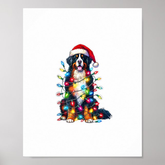Bernese Mountain Hund x jul Ljus Poster (Framsidan)