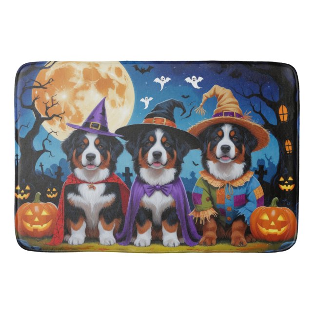 Bernese Mountain Hundar Pumpkin Halloween Funny Badrumsmatta (Framsidan)