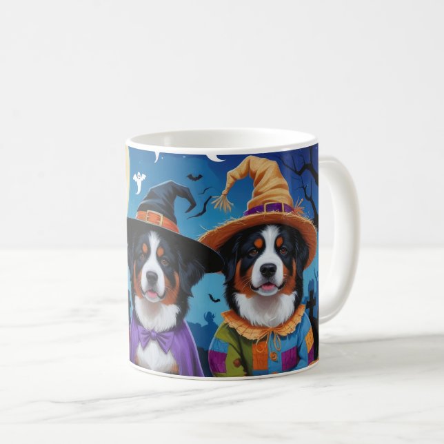 Bernese Mountain Hundar Pumpkin Halloween Funny Kaffemugg (Framsida höger)