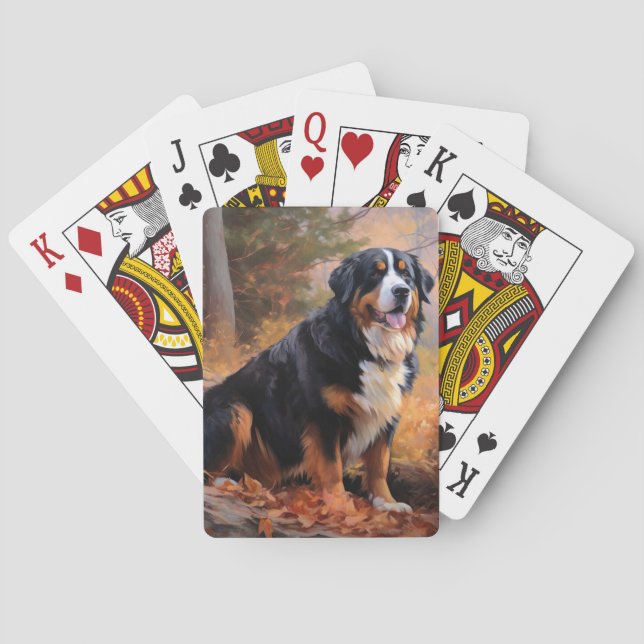 Bernese Mountain i Höst löv Fall Inspire Casinokort (Baksidan)