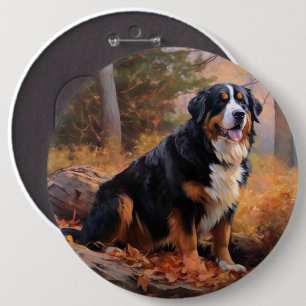 Bernese Mountain i Höst löv Fall Inspire Knapp
