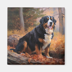 Bernese Mountain i Höst löv Fall Inspire Magnet