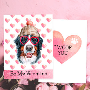 Bernese Mountain I Woof You Hund Valentine Day Julkort