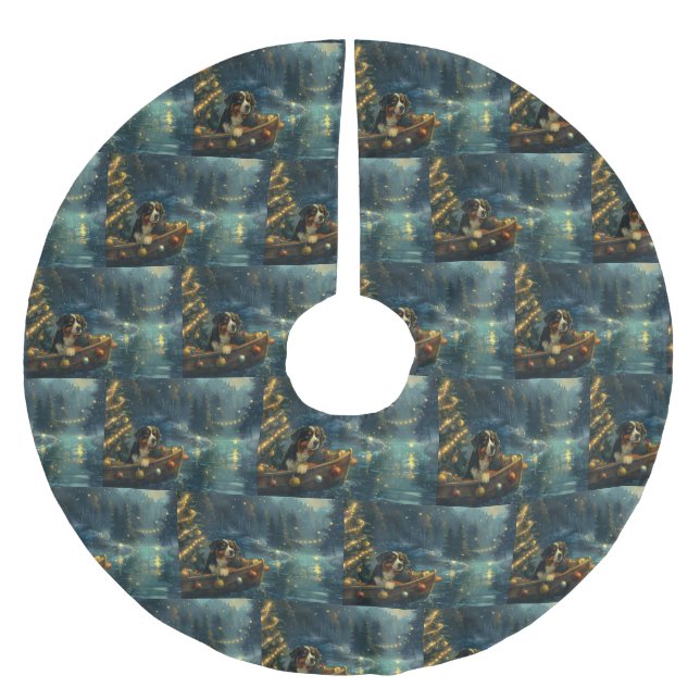 Bernese Mountain jul jul Festive Voyage Julgransmatta Borstad Polyester (Framsidan)