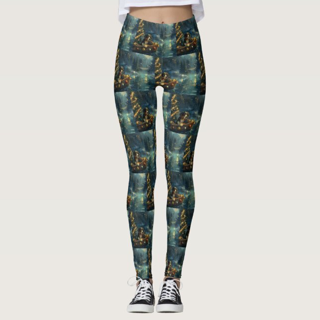Bernese Mountain jul jul Festive Voyage Leggings (Framsida)