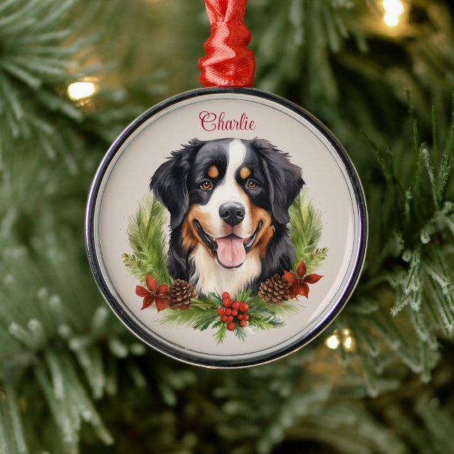 Bernese Mountain jul jul Pet Memorial Hund aveln Julgransprydnad Metall (Träd)