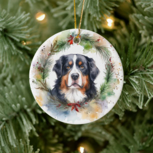 Bernese Mountain jul-Valpen Julgransprydnad Keramik