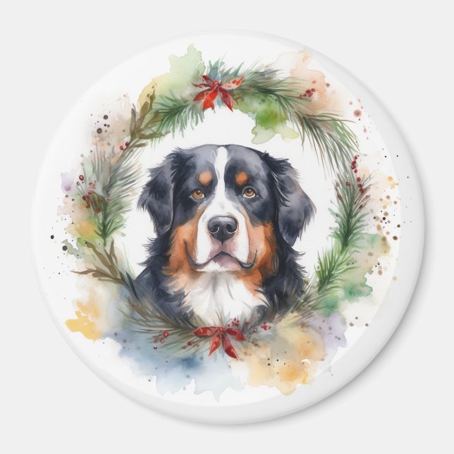 Bernese Mountain jul-Valpen Magnet (Framsidan)