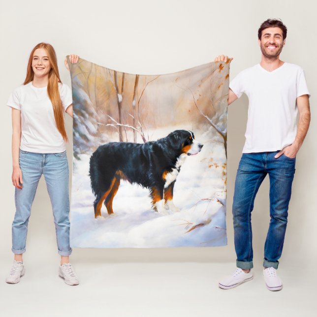 Bernese Mountain Låt det snöa jul Fleecefilt (På plats)