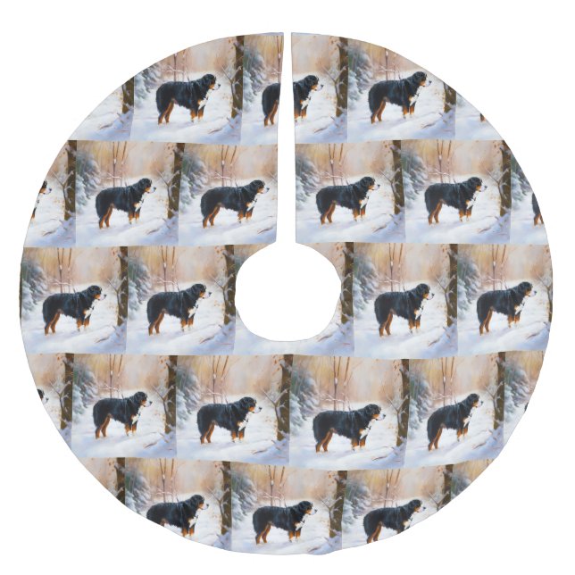 Bernese Mountain Låt det snöa jul Julgransmatta Borstad Polyester (Framsidan)