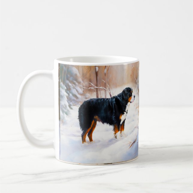Bernese Mountain Låt det snöa jul Kaffemugg (Vänster)
