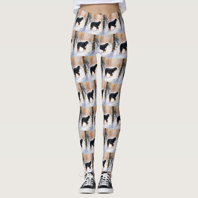 Bernese Mountain Låt det snöa jul Leggings (Framsida)