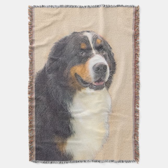Bernese Mountain-målning - Original Hund Art Filt (Framsidan Vertikal)